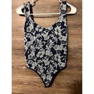 Free people movement bodysuit blue white size XS